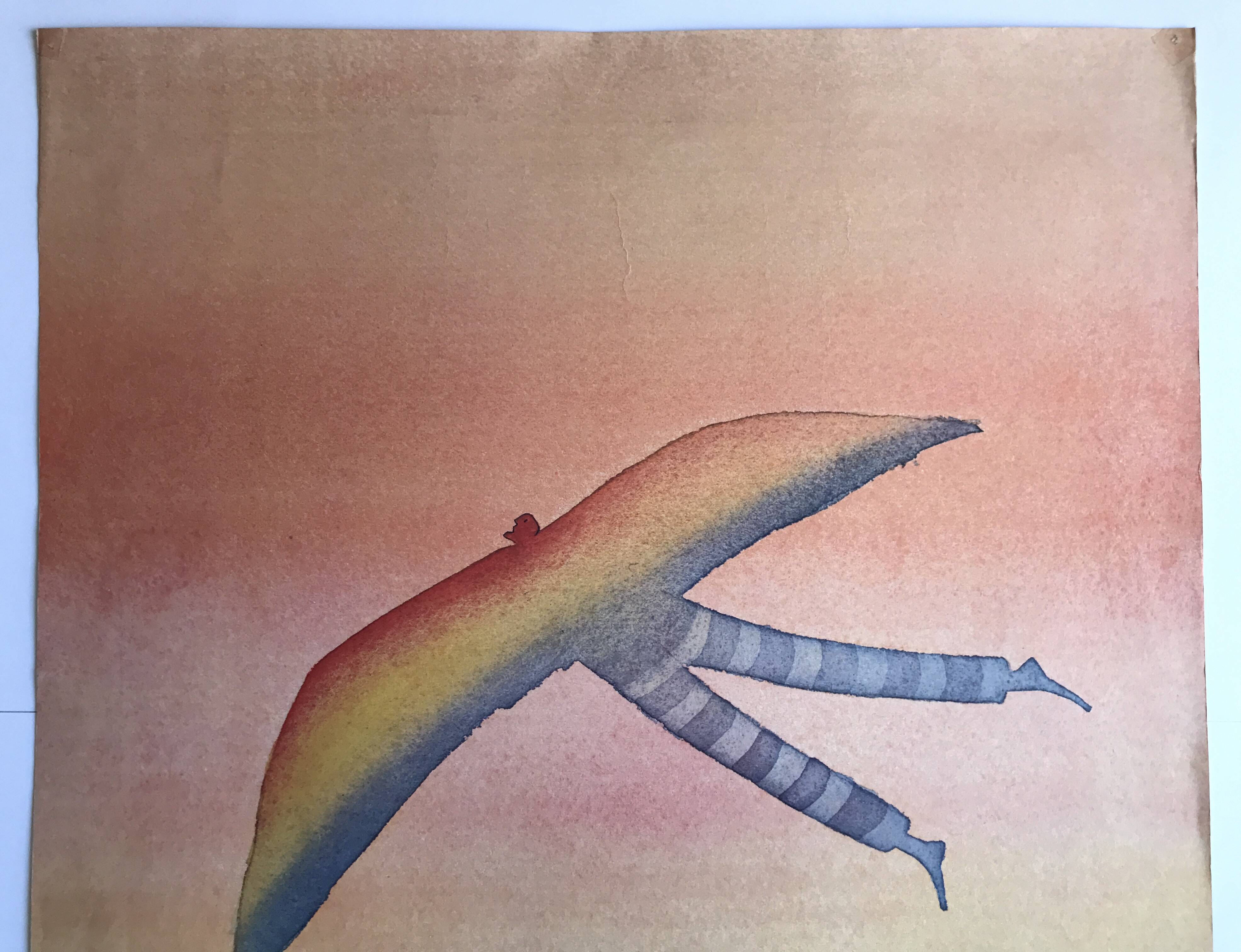 Jean-michel folon, folon for amnesty international, 1977. original poster