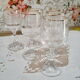 Set of 6 ancient white wine glasses in engraved crystal and gold border