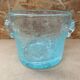 Antique BIOT Style Ice Bucket Blue Bubble Blown Glass Vintage #B620