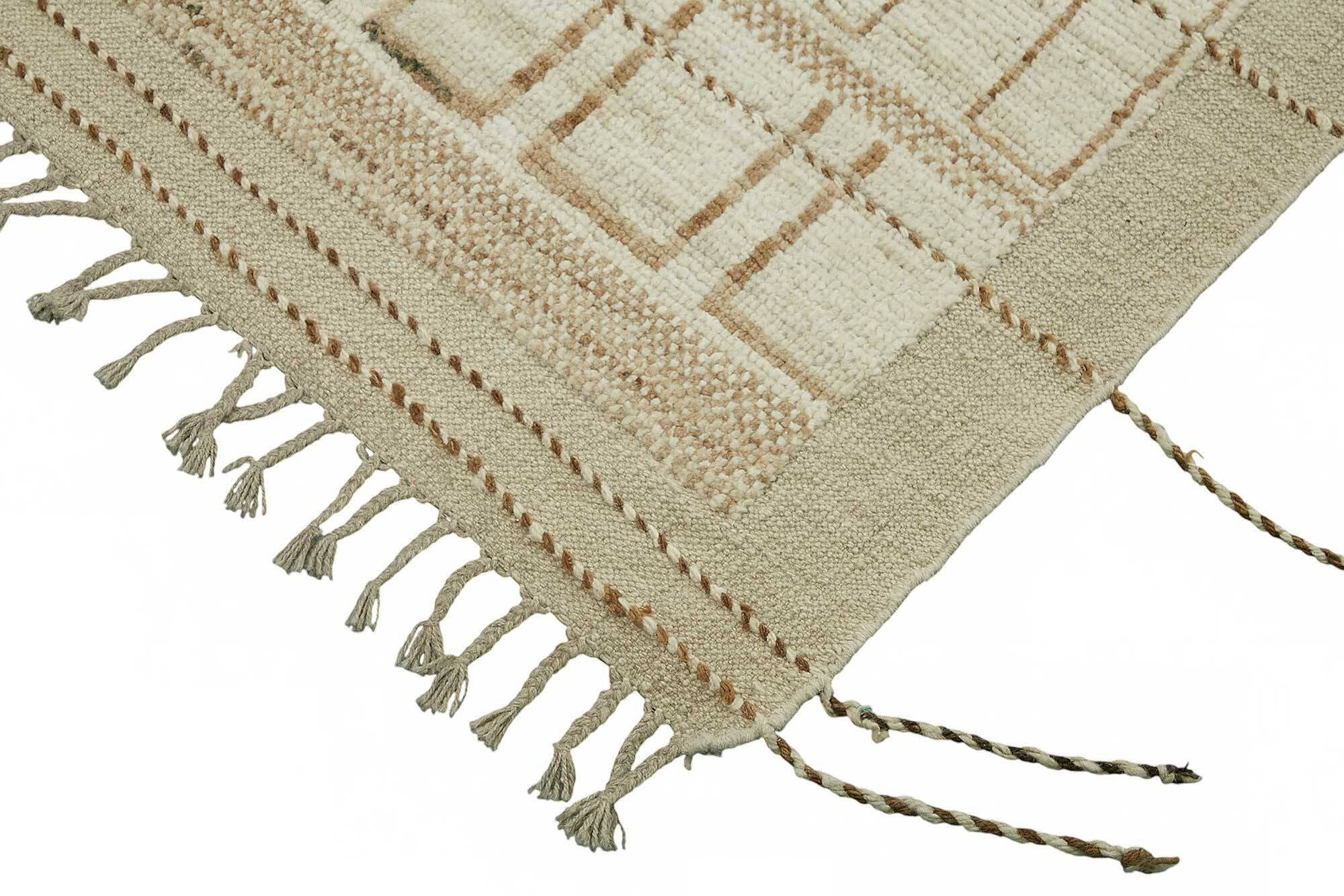 Handmade Turkish One of a Kind 202 cm x 307 cm Beige Wool Carpet