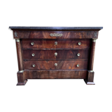 Empire period chest of drawers in mahogany and mahogany veneer