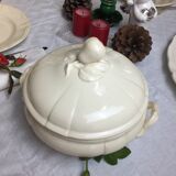 Soupière or vegetable color Ivory made in France Digoin Sarreguemines, 1920s