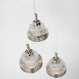 Mid century adjustable glass chandelier by pokrok zilina, 1970s