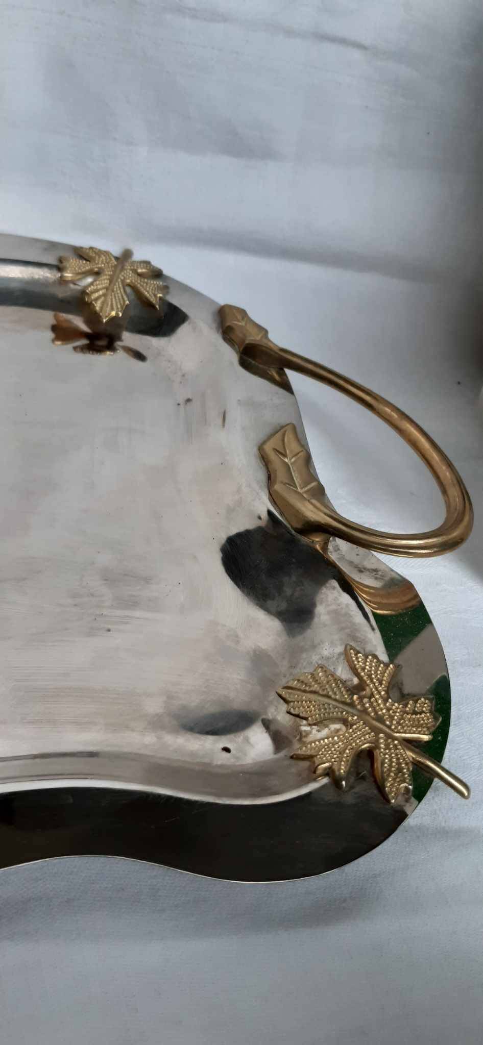silver brass tray retro 1960s