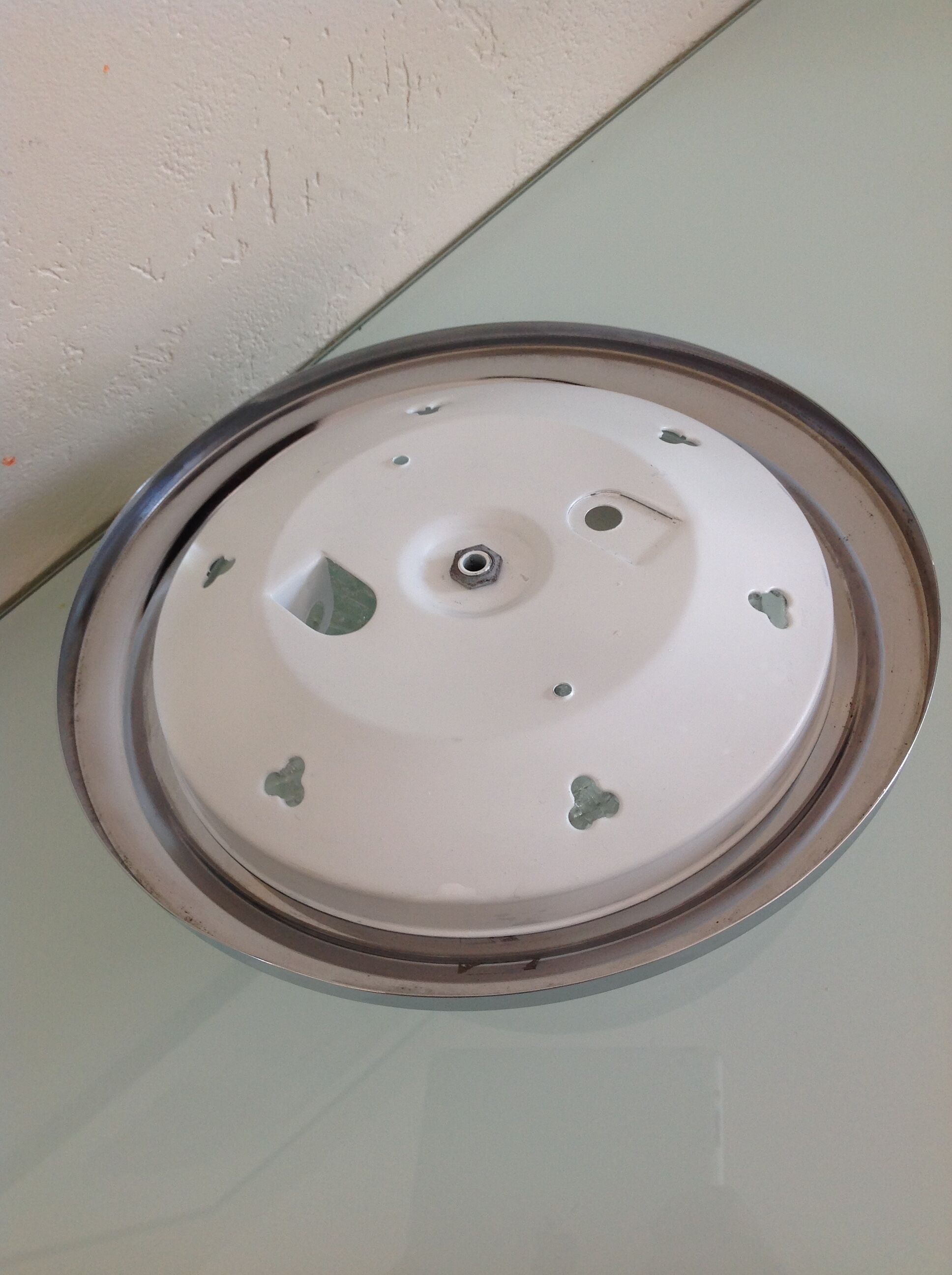 Ceiling round vintage cut glass and chrome metal