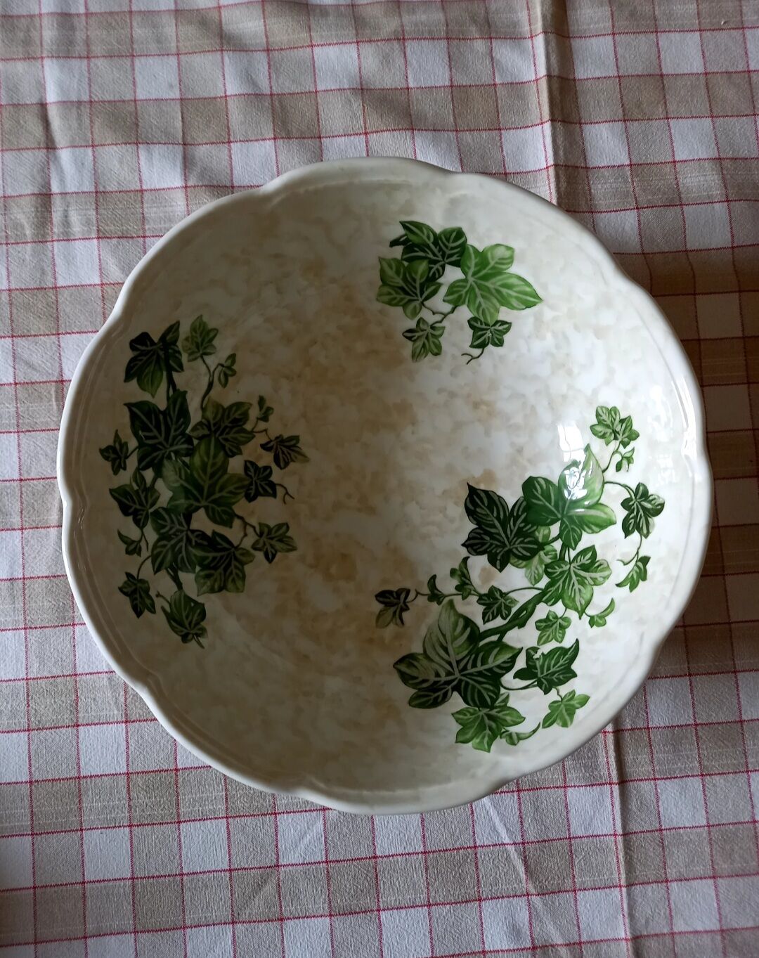 Ceramic salad bowl with vine leaves
