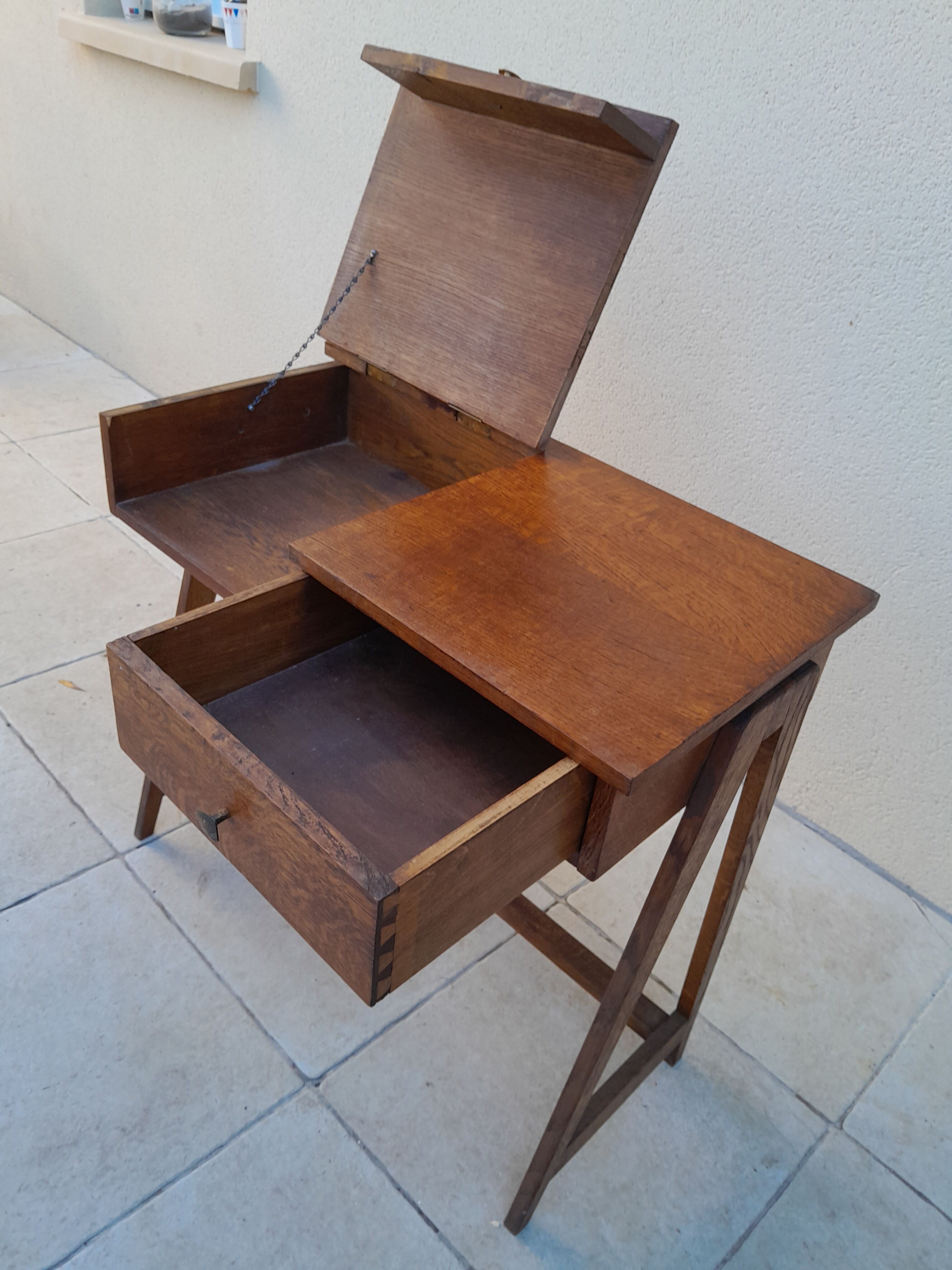 Vintage desk, reconstruction period, 50s oak