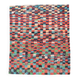 5x6 Multicolor Checkered Pattern Turkish Vintage Rug, 151x172Cm
