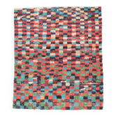 Tapis turc vintage à carreaux multicolores