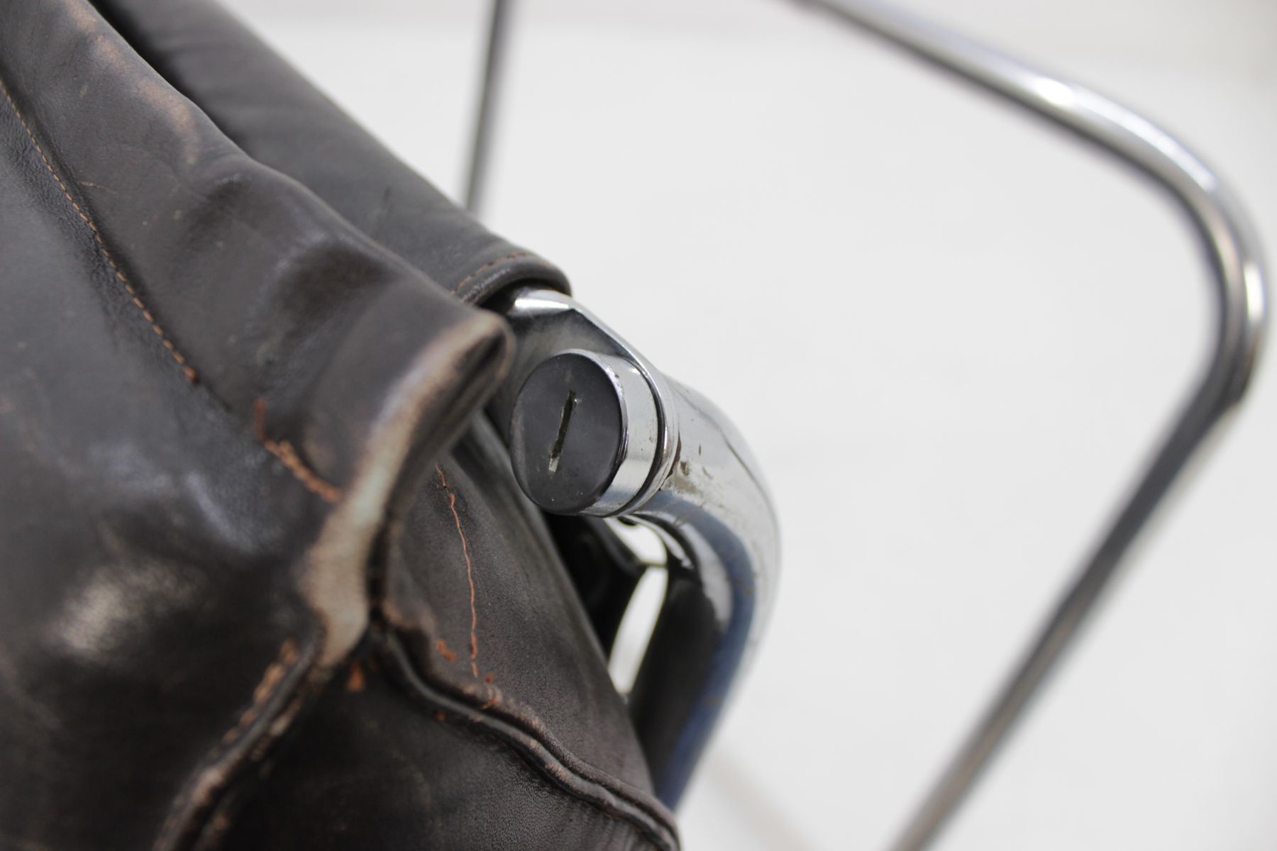 Chair and Ottoman in leather 1950 s
