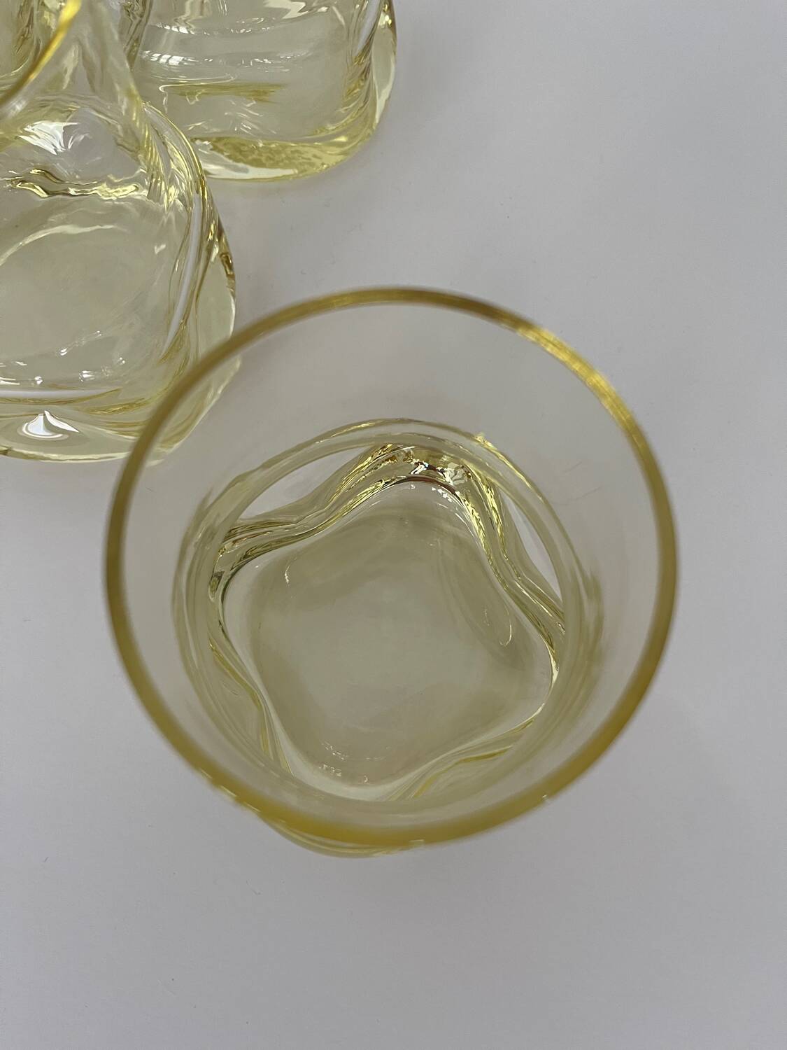 Set of 6 vintage yellow whisky glasses