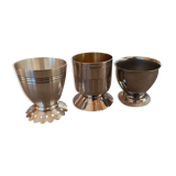 Set of 3 silver metal egg cups