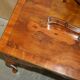 Vintage English walnut burr dressing table with mirror and chair.