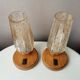 Wooden lamps with gilded glass hood, 70s