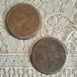 Set of 2 Silver-Plated Metal Coasters for Carafes or Bottles, Swedish