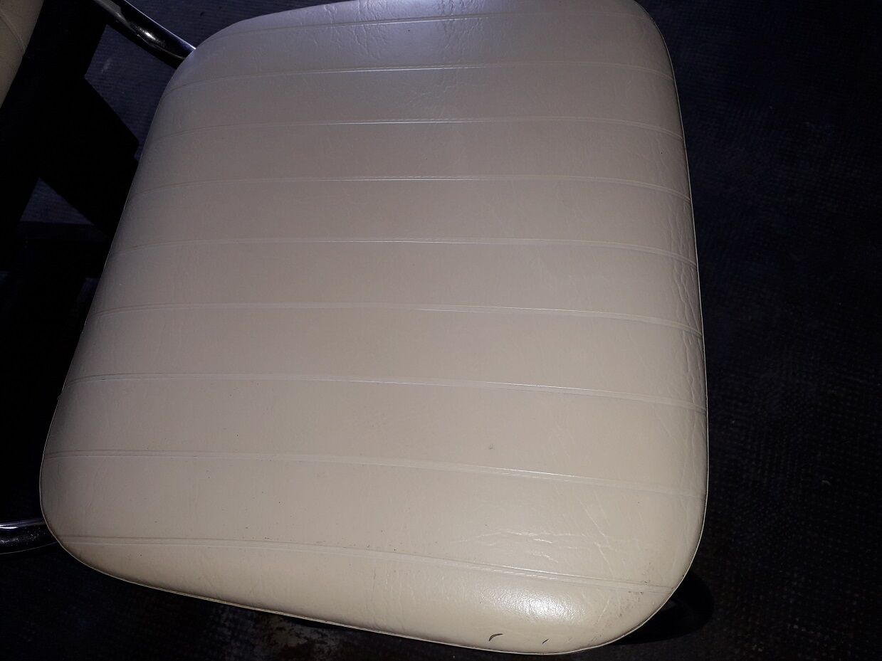 3 white skai chairs, 70's