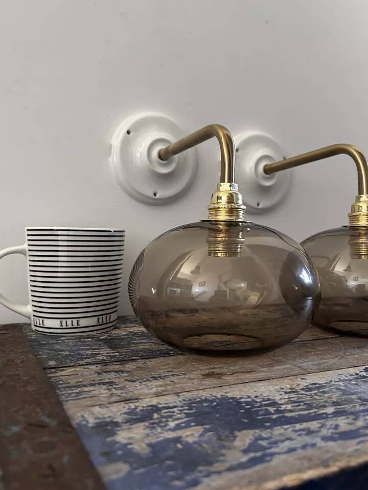 Pair of smoked glass wall lights