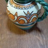 Henriot Quimper ball vase orange green arabesques