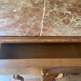 Bedside table Louis XV of the 1930s in walnut and marble top