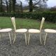 4 vintage chairs in tubular metal lacquered white yellow.