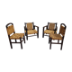 Set of chairs and armchairs from 1940, wood and woven vegetable rope