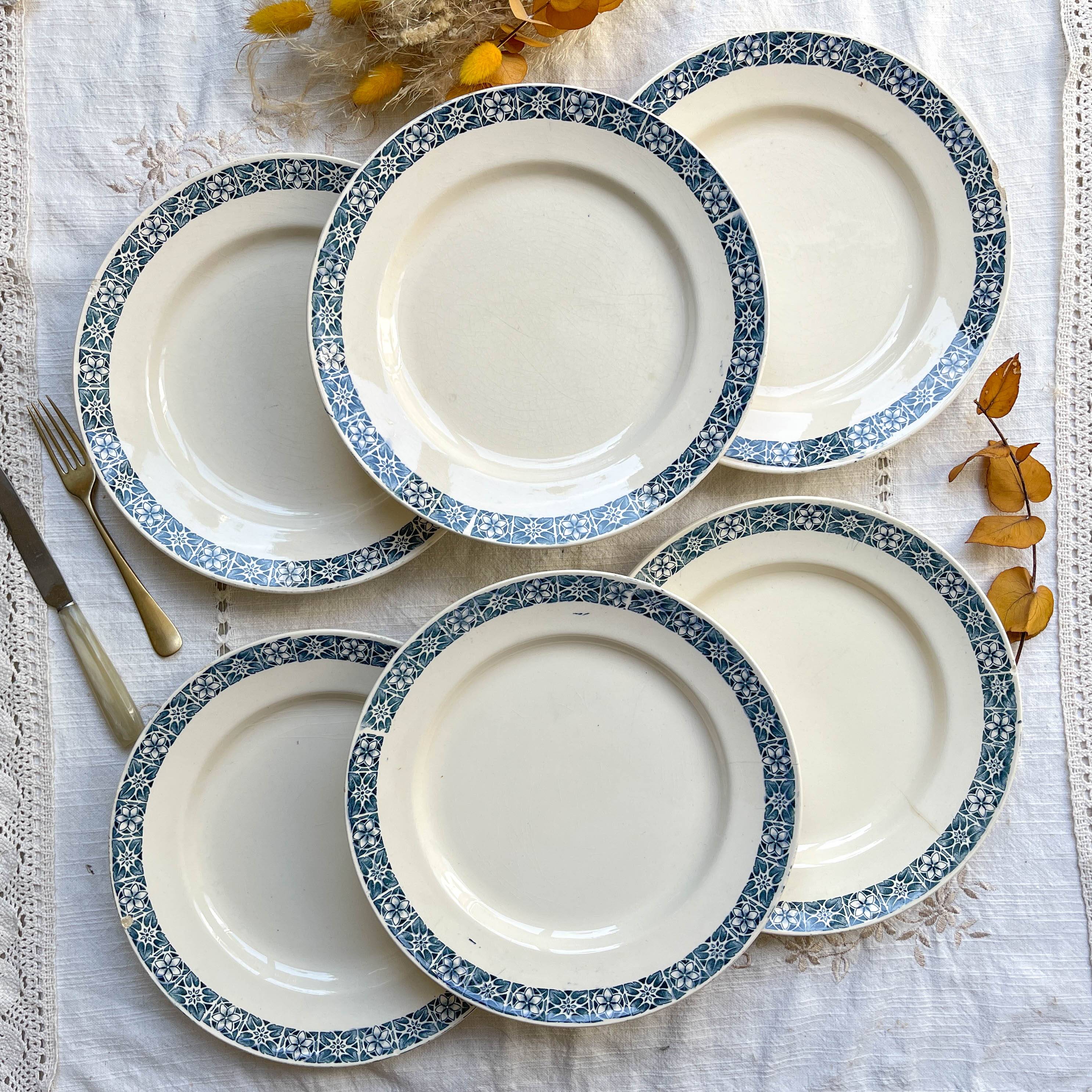 6 Flat plates Terre de fer Longchamp model René Made in France