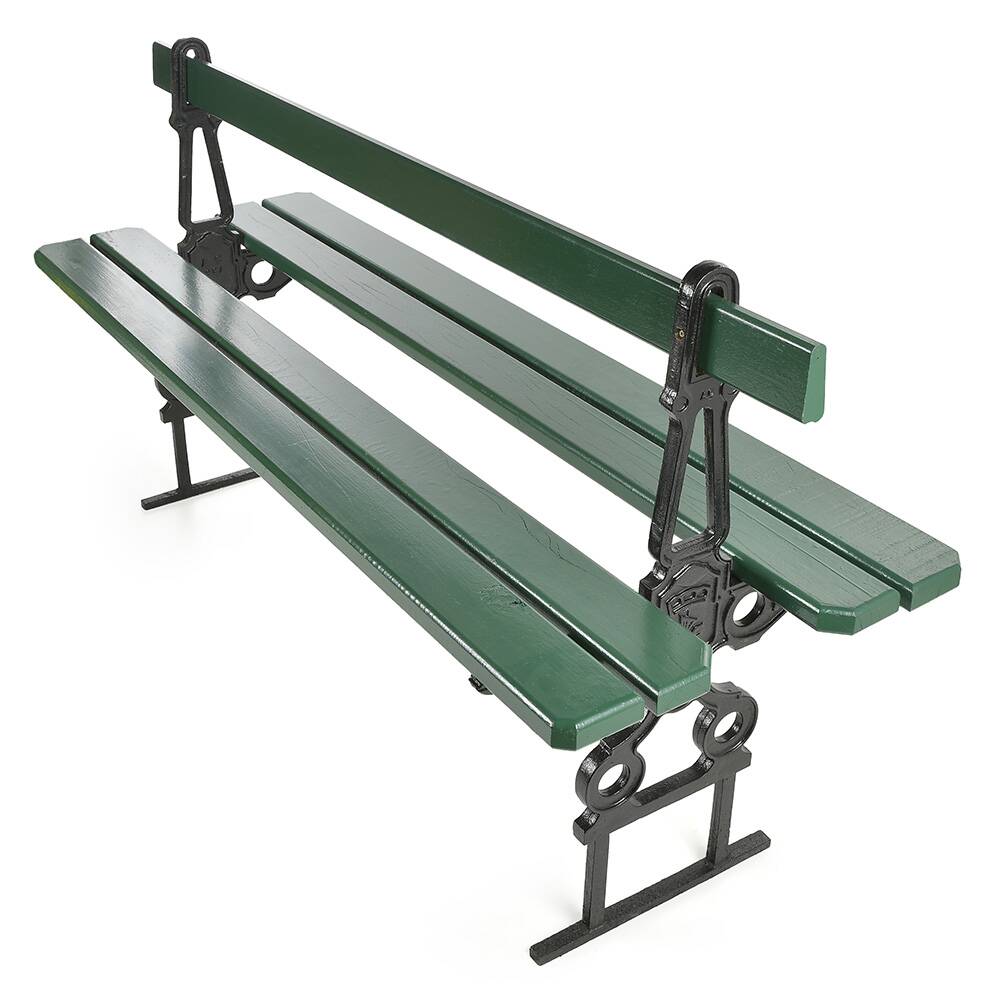Davioud Parisian public bench in black cast iron and green wood