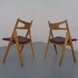 CH 29 Sawbuck Chairs in Oak and Wool by Hans J. Wegner for Carl Hansen & Son, 1950s, Set of 2