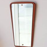 Vintage Teak Wall Mirror - Asymmetrical Scandinavian Design, 1950s