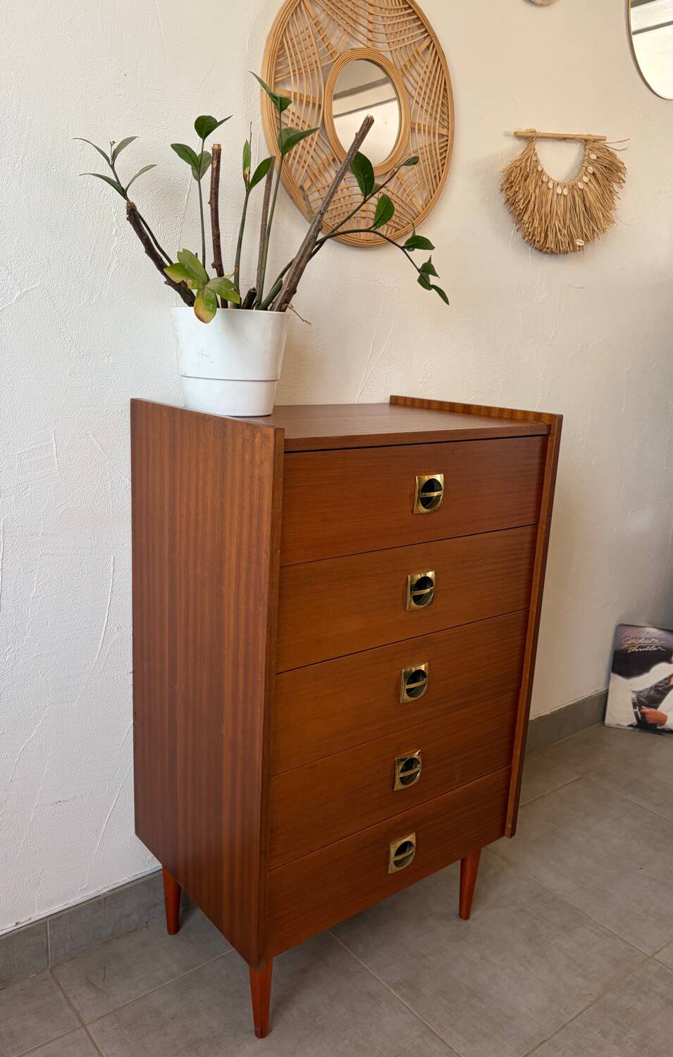 Vintage teak chest of drawers/commode