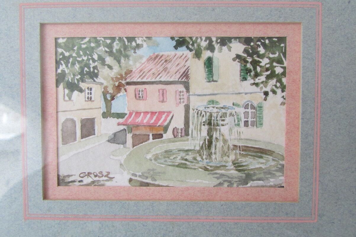 Two framed watercolors signed grosz