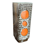 Vase Strehla 1970 Allemagne fat lava et taches oranges