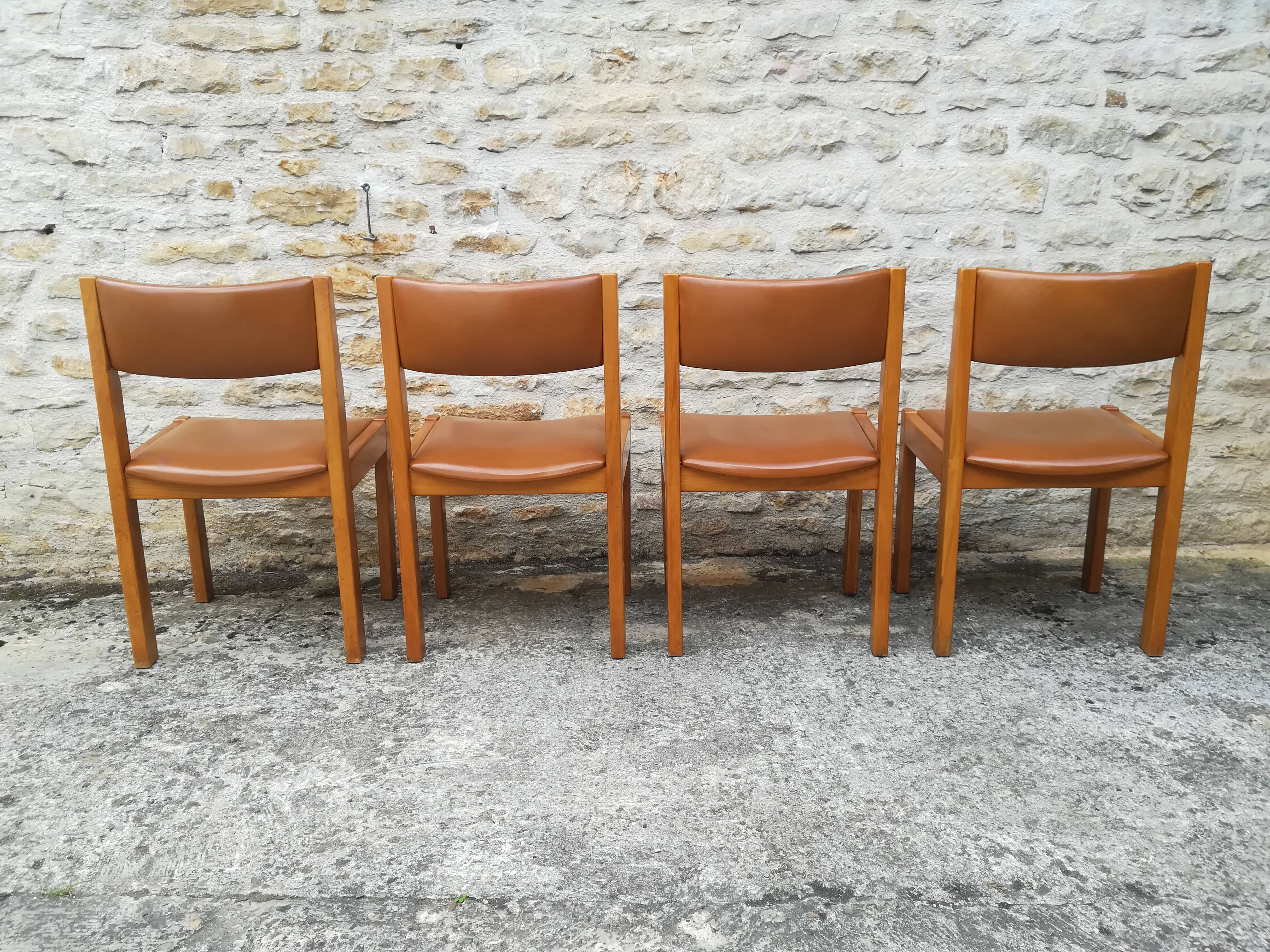 Maison Regain chairs in elm and leather