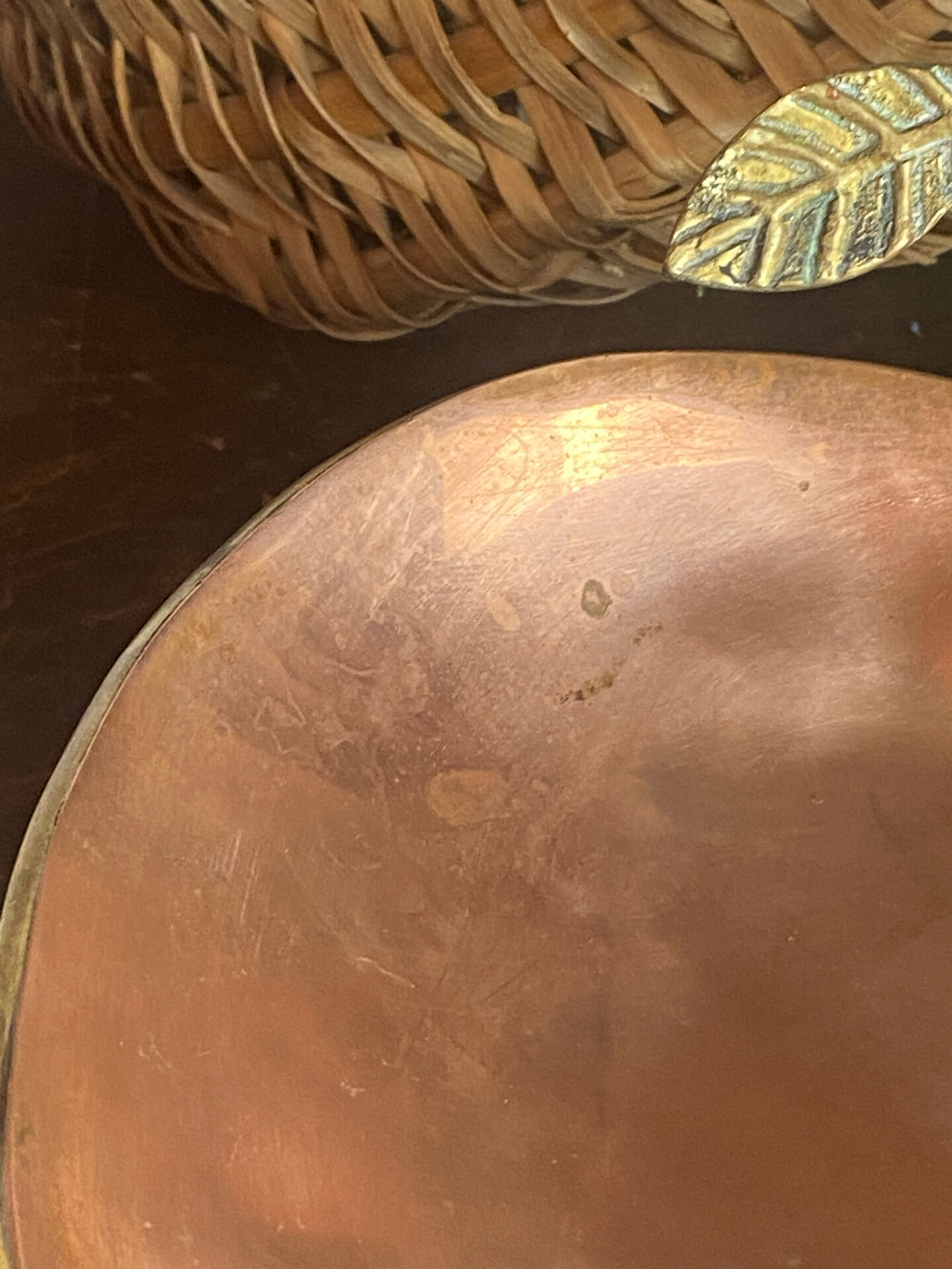 Brass and copper apple catchall
