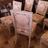 Set of 6 chairs sober wooden with fabric of Louis XVI style