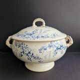 Iron clay soup tureen, Creil de Montereau model Linotte bleue