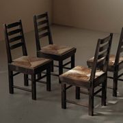 Modernist chairs in oak and woven straw, France, circa 1948