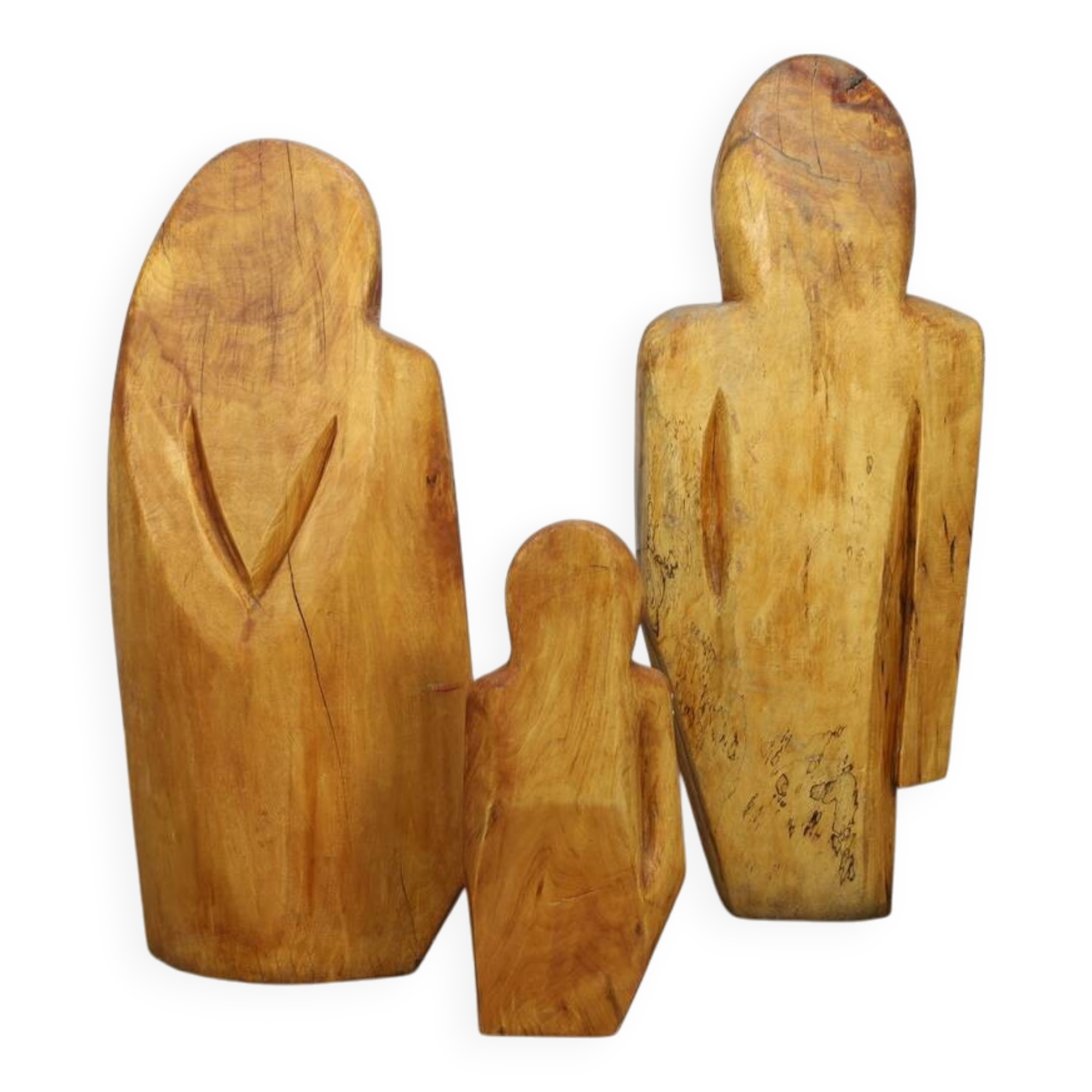 Sculpture Group “Family in Wood” by Roland Lavianne, 1970s
