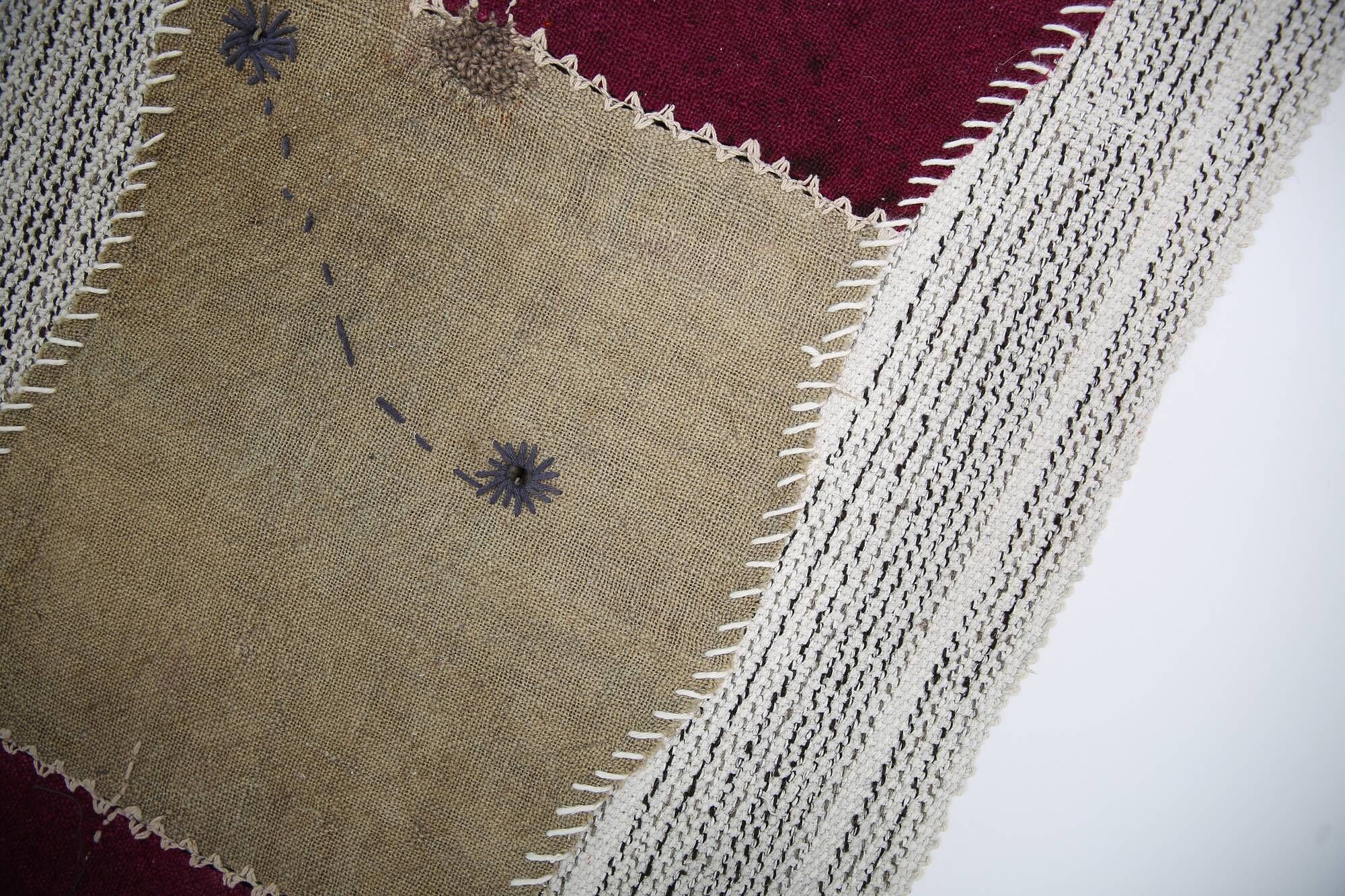 Wine Color Vintage Textile Wall Hanging, Handwoven Tapestry, 106x116 Cm