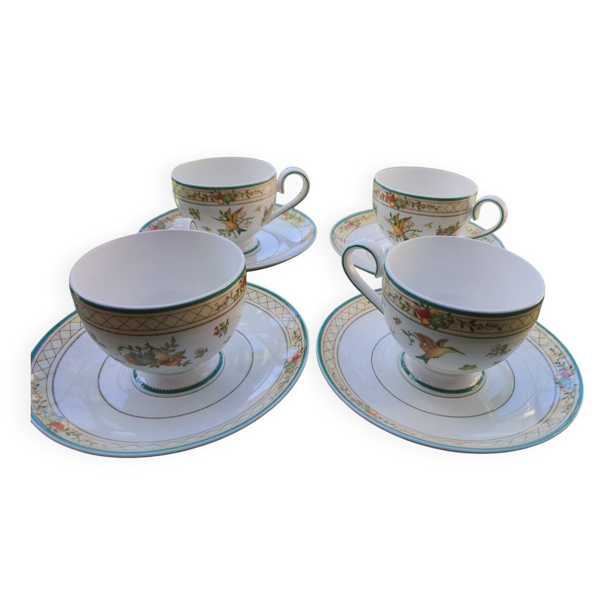 4 Villeroy and Boch Golden Birds tea cups