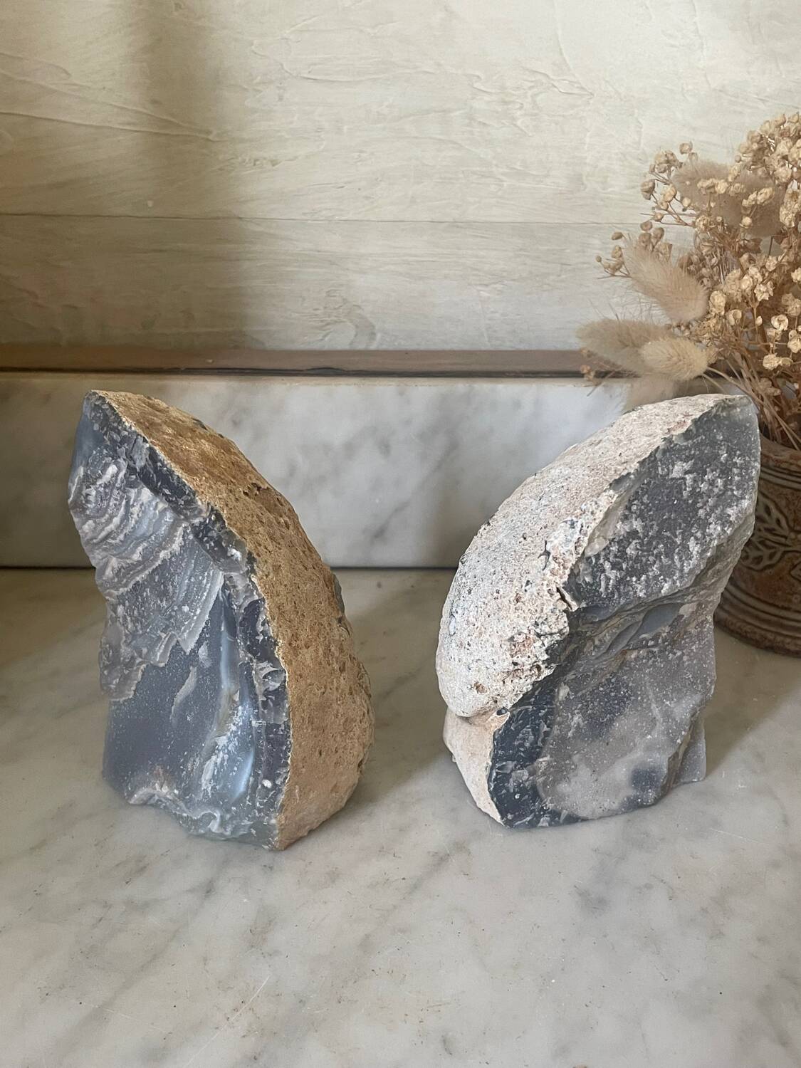 Paire de serre-livres en agate
