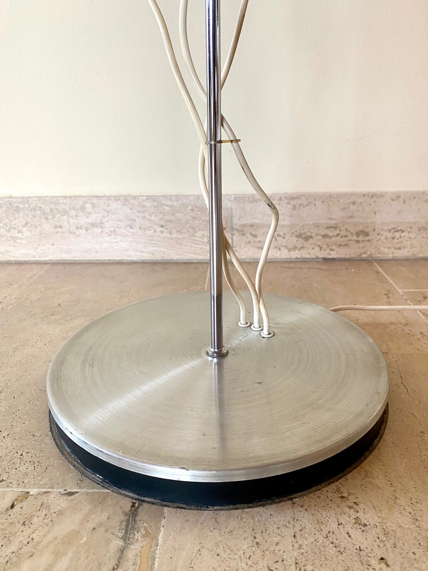 Floor lamp with 3 adjustable spots in stainless steel, 1970's