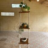 Bamboo and macrame plant holder