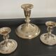 Series of 3 vintage candle holders in silver metal 70s