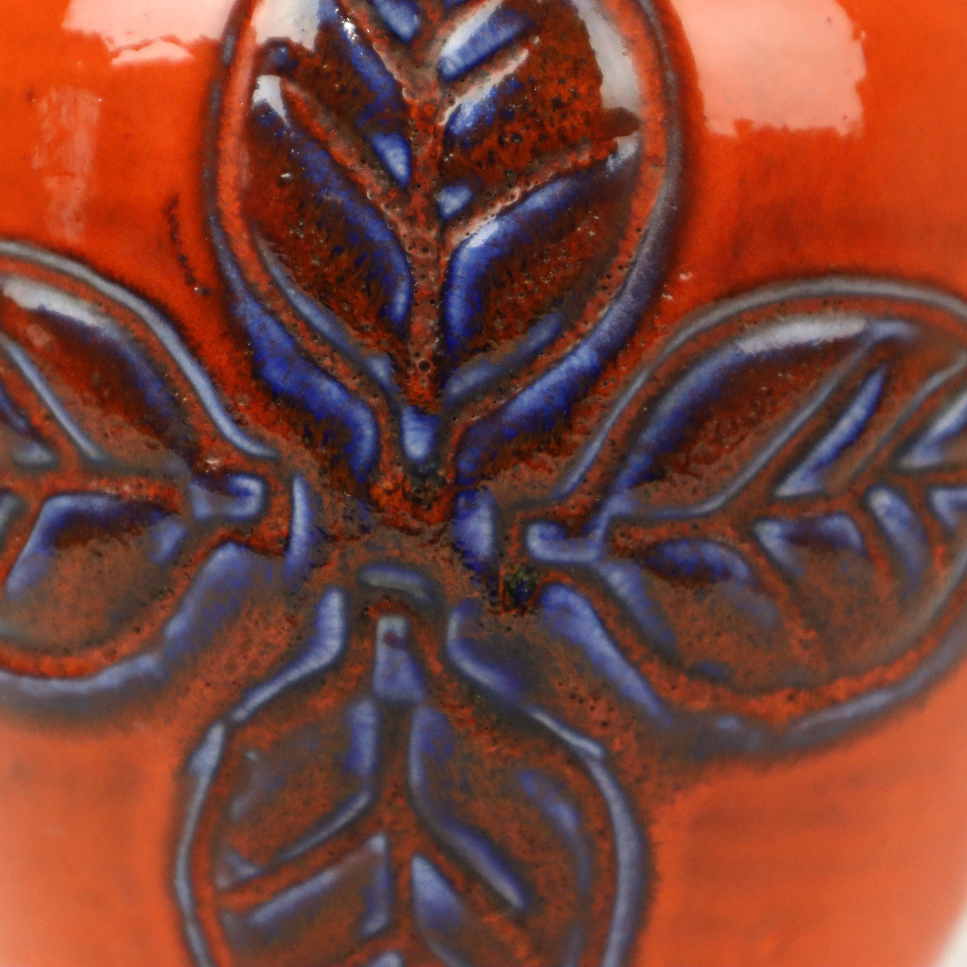 Vintage Orange and Blue Glazed West Germany Vase Carstens 116-2L