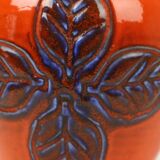 Vase vintage émaillé orange et bleu d'Allemagne de l'Ouest Carstens 116-2L