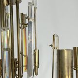 Vintage brass and glass Stilkronen chandelier, Italy 1970s