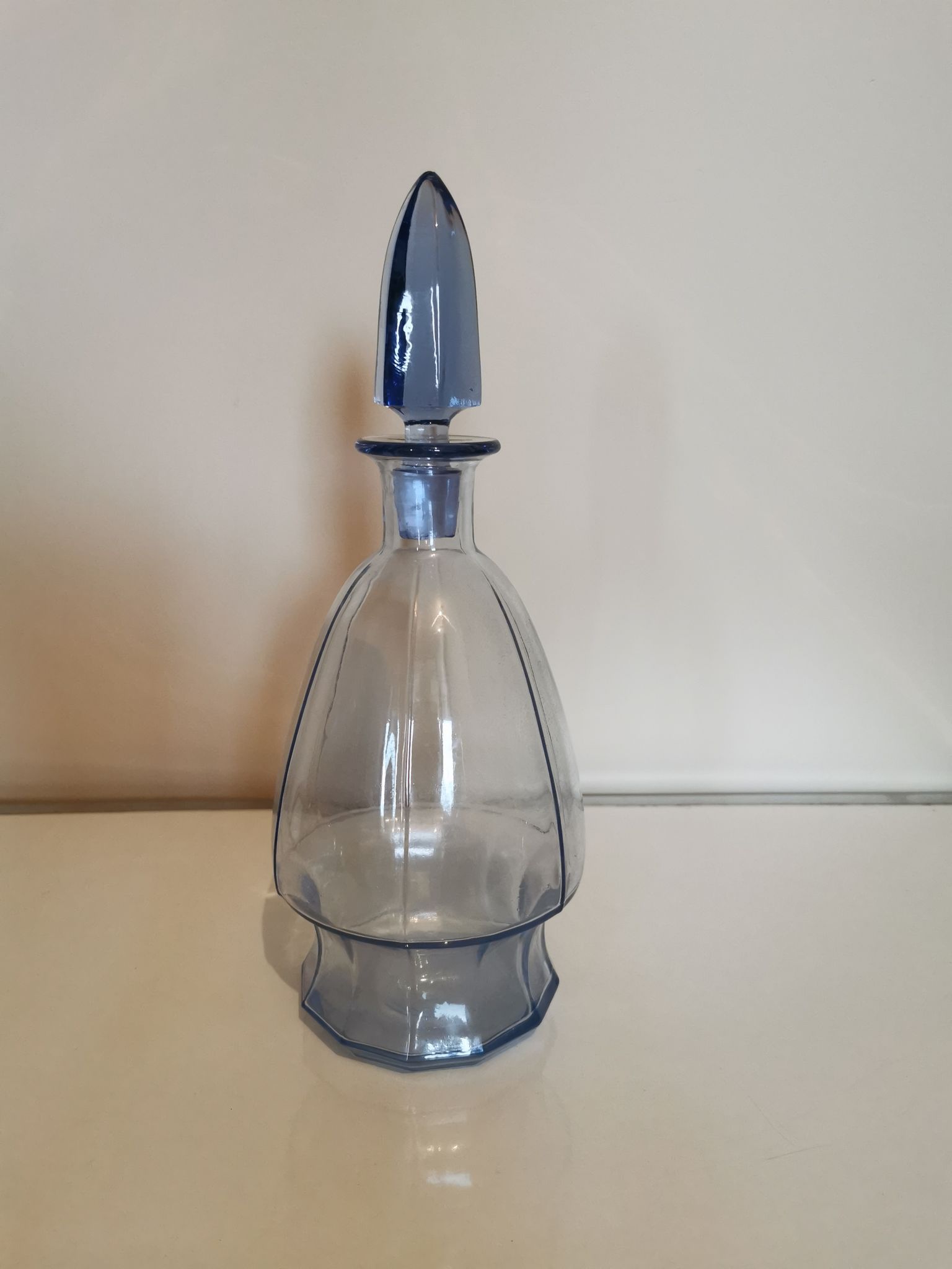 Art Deco blue glass carafe