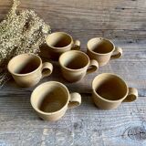 6 tasses en grès France vintage