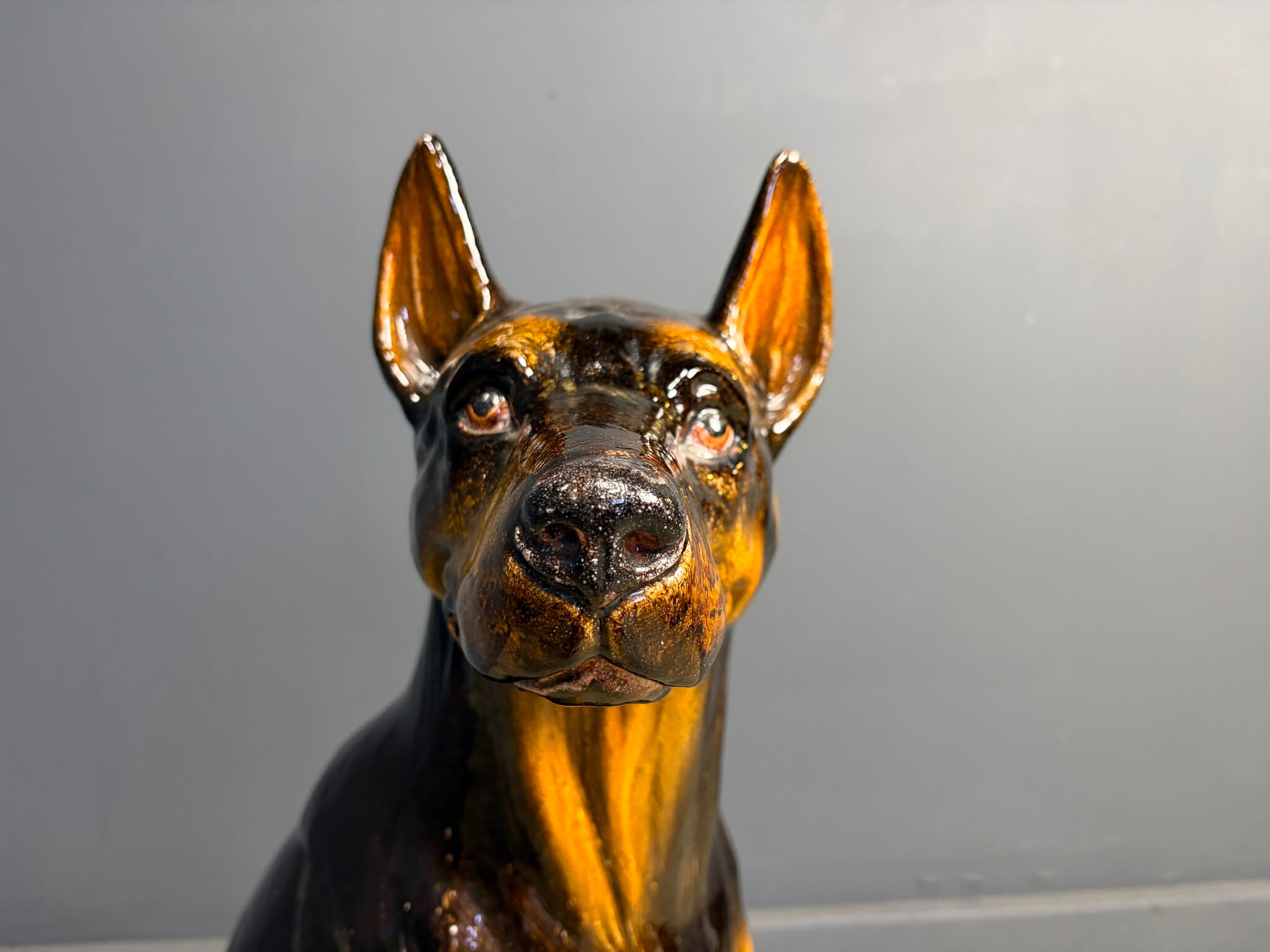 Vintage ceramic sculpture of a Doberman, 1960s